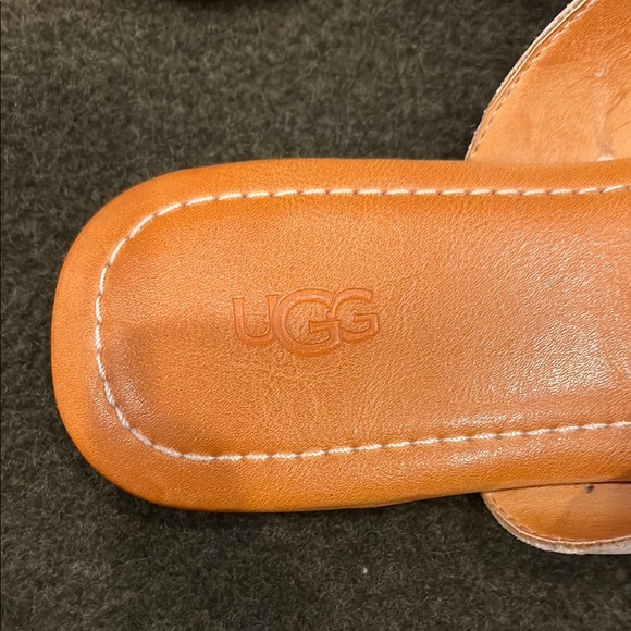 UGG White and Tan Women's Sandals - Picture 2 of 4